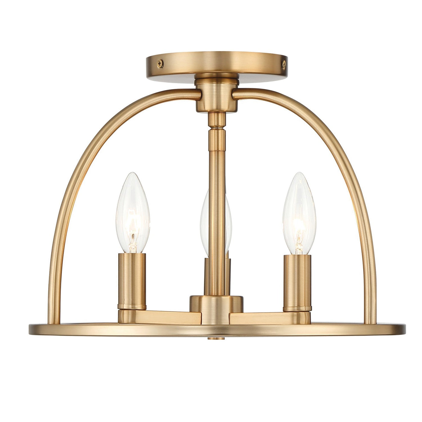 ##Antique Hardware## Abbott 3 Light Vibrant Gold Semi Flush Mount