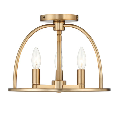 ##Antique Hardware## Abbott 3 Light Vibrant Gold Semi Flush Mount