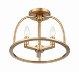 ##Antique Hardware## Abbott 3 Light Vibrant Gold Semi Flush Mount