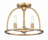 ##Antique Hardware## Abbott 3 Light Vibrant Gold Semi Flush Mount