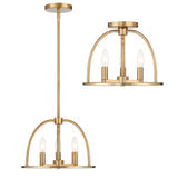 ##Antique Hardware## Abbott 3 Light Vibrant Gold Semi Flush Mount