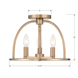 ##Antique Hardware## Abbott 3 Light Vibrant Gold Semi Flush Mount