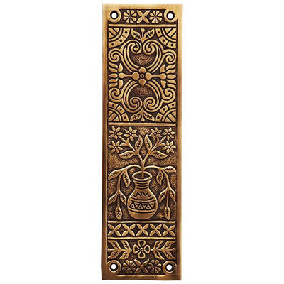 Antique Hardware 10 Inch Broken Leaf Pattern Solid Brass Push Plate DOOR PUSH