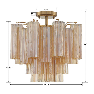##Antique Hardware## Addis 4 Light Aged Brass Semi Flush Mount