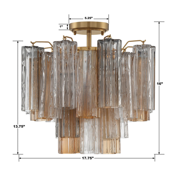 ##Antique Hardware## Addis 4 Light Aged Brass Semi Flush Mount