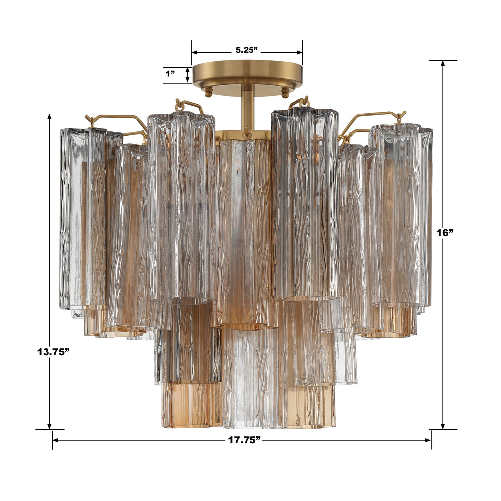 ##Antique Hardware## Addis 4 Light Aged Brass Semi Flush Mount