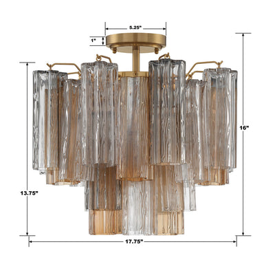 ##Antique Hardware## Addis 4 Light Aged Brass Semi Flush Mount