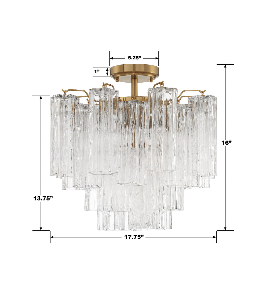 ##Antique Hardware## Addis 4 Light Aged Brass Semi Flush Mount
