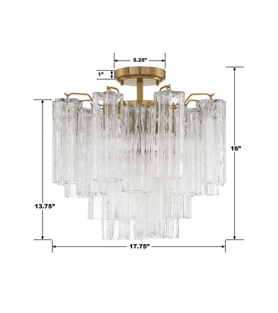##Antique Hardware## Addis 4 Light Aged Brass Semi Flush Mount