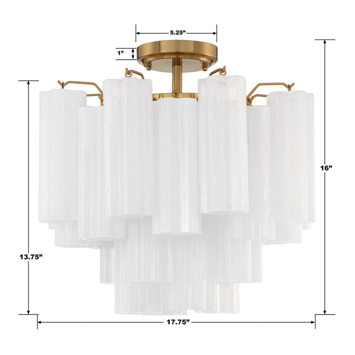 ##Antique Hardware## Addis 4 Light Aged Brass Semi Flush Mount