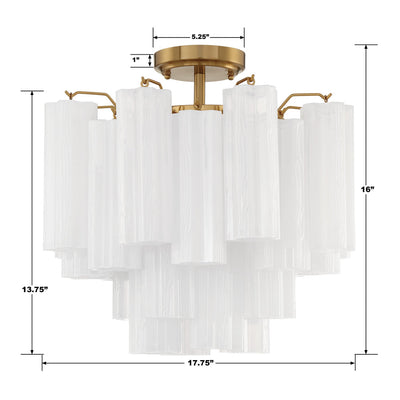 ##Antique Hardware## Addis 4 Light Aged Brass Semi Flush Mount