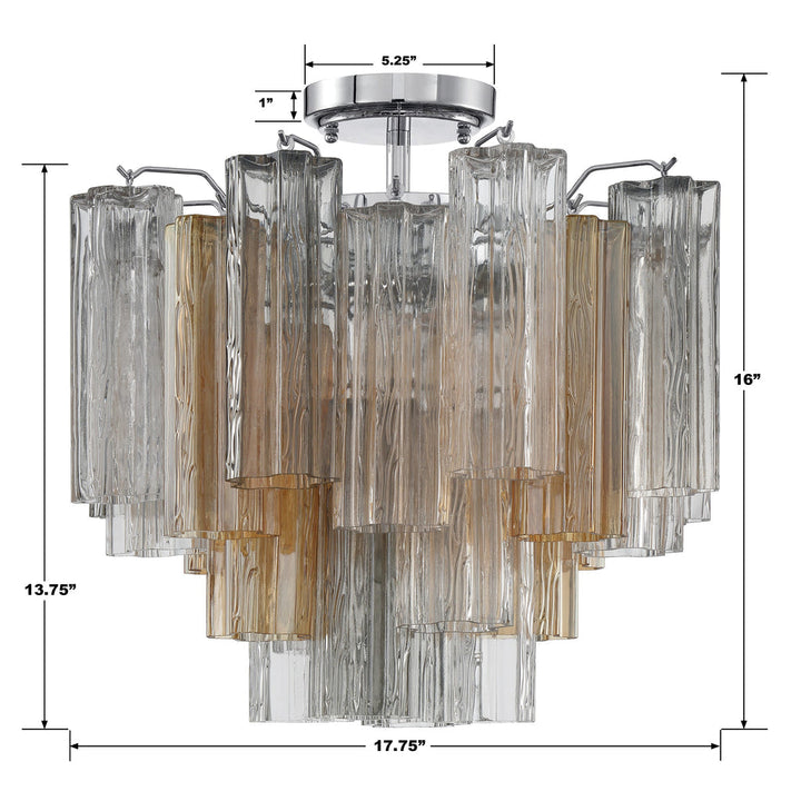 ##Antique Hardware## Addis 4 Light Polished Chrome Semi Flush Mount