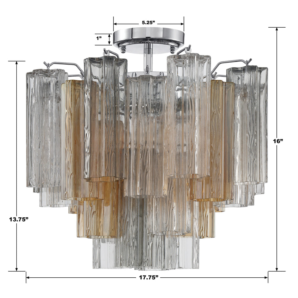 ##Antique Hardware## Addis 4 Light Polished Chrome Semi Flush Mount