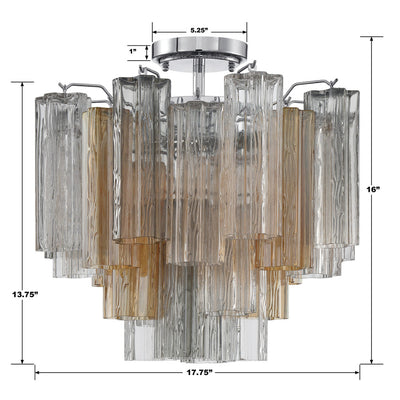 ##Antique Hardware## Addis 4 Light Polished Chrome Semi Flush Mount