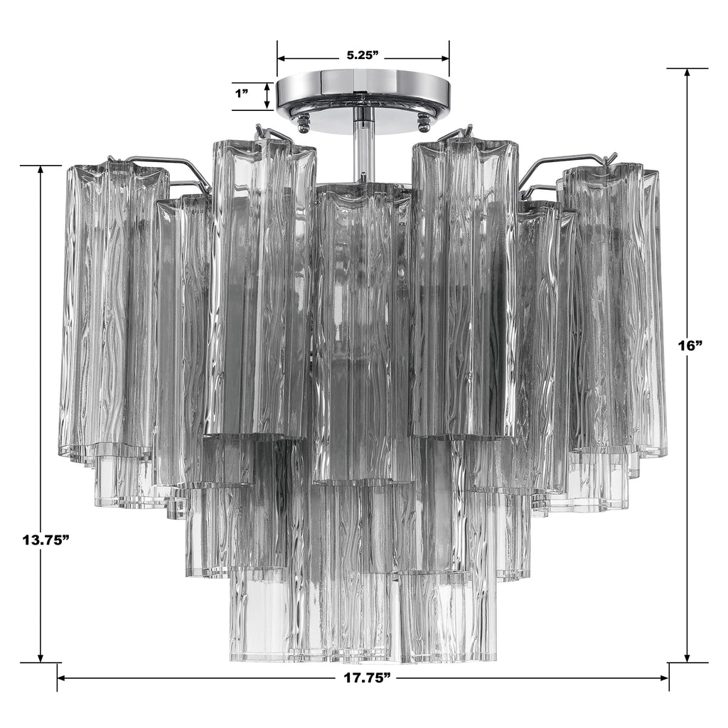 ##Antique Hardware## Addis 4 Light Polished Chrome Semi Flush Mount