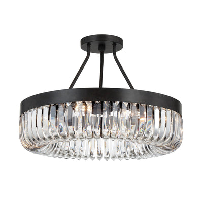 ##Antique Hardware## Alister 8 Light Charcoal Bronze Semi Flush Mount