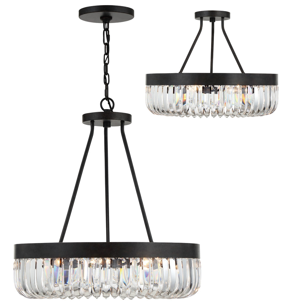 ##Antique Hardware## Alister 8 Light Charcoal Bronze Semi Flush Mount