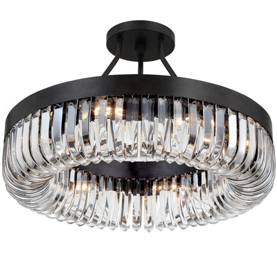 ##Antique Hardware## Alister 8 Light Charcoal Bronze Semi Flush Mount