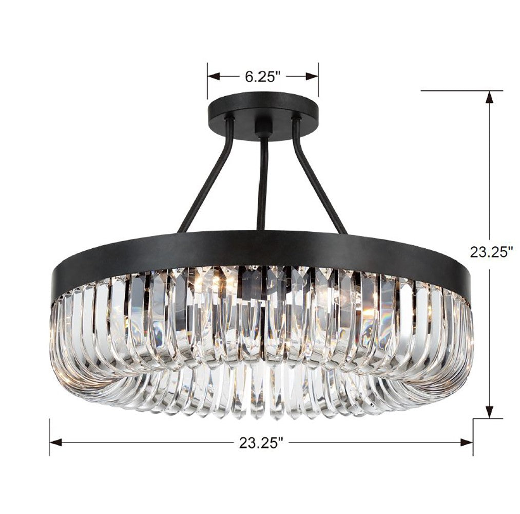 ##Antique Hardware## Alister 8 Light Charcoal Bronze Semi Flush Mount