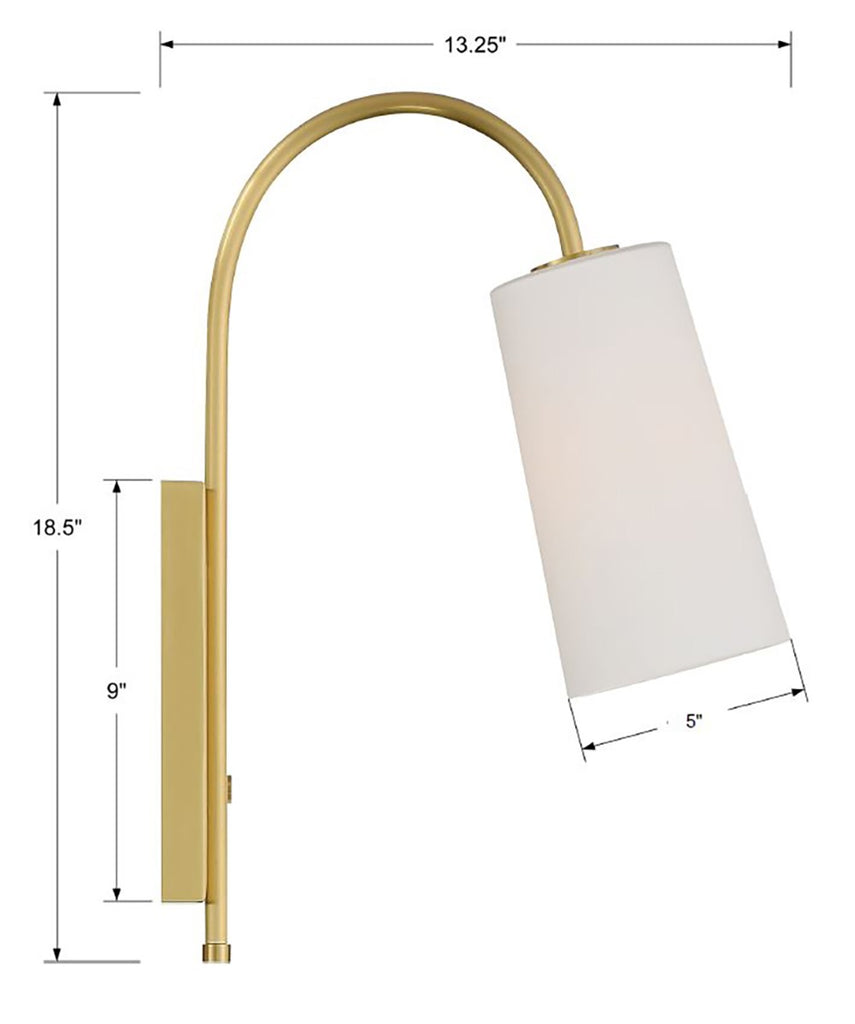 ##Antique Hardware## Alexa 1 Light Aged Brass Task Sconce