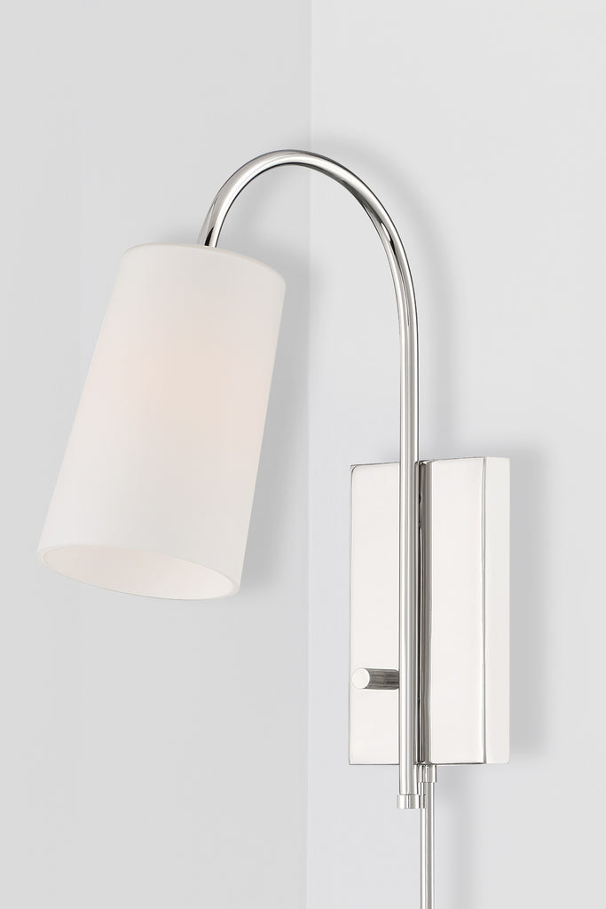 ##Antique Hardware## Alexa 1 Light Polished Nickel Task Sconce