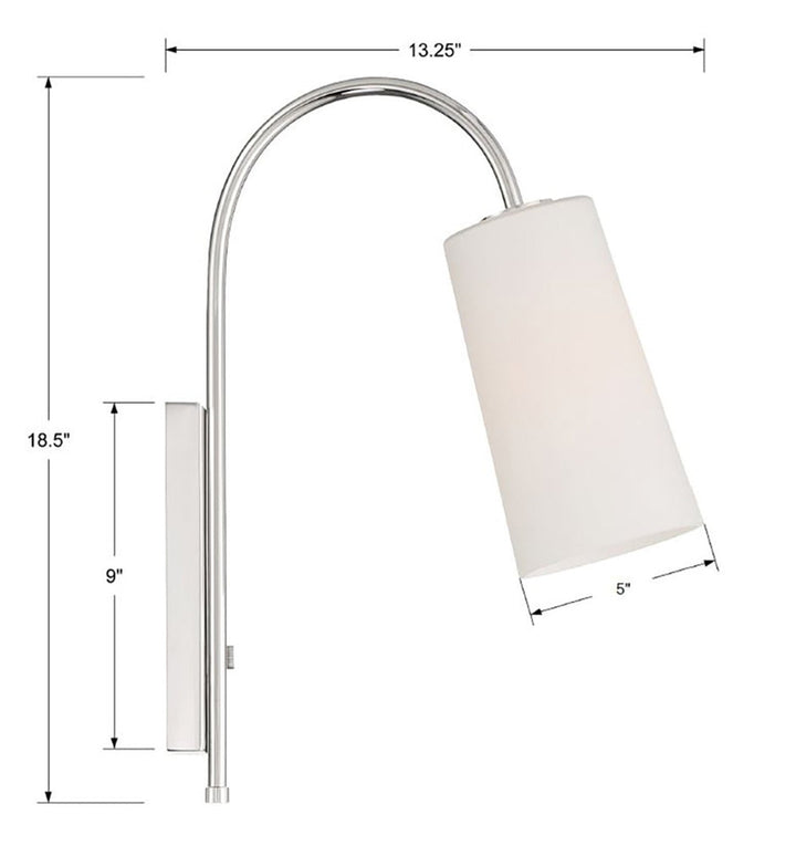 ##Antique Hardware## Alexa 1 Light Polished Nickel Task Sconce