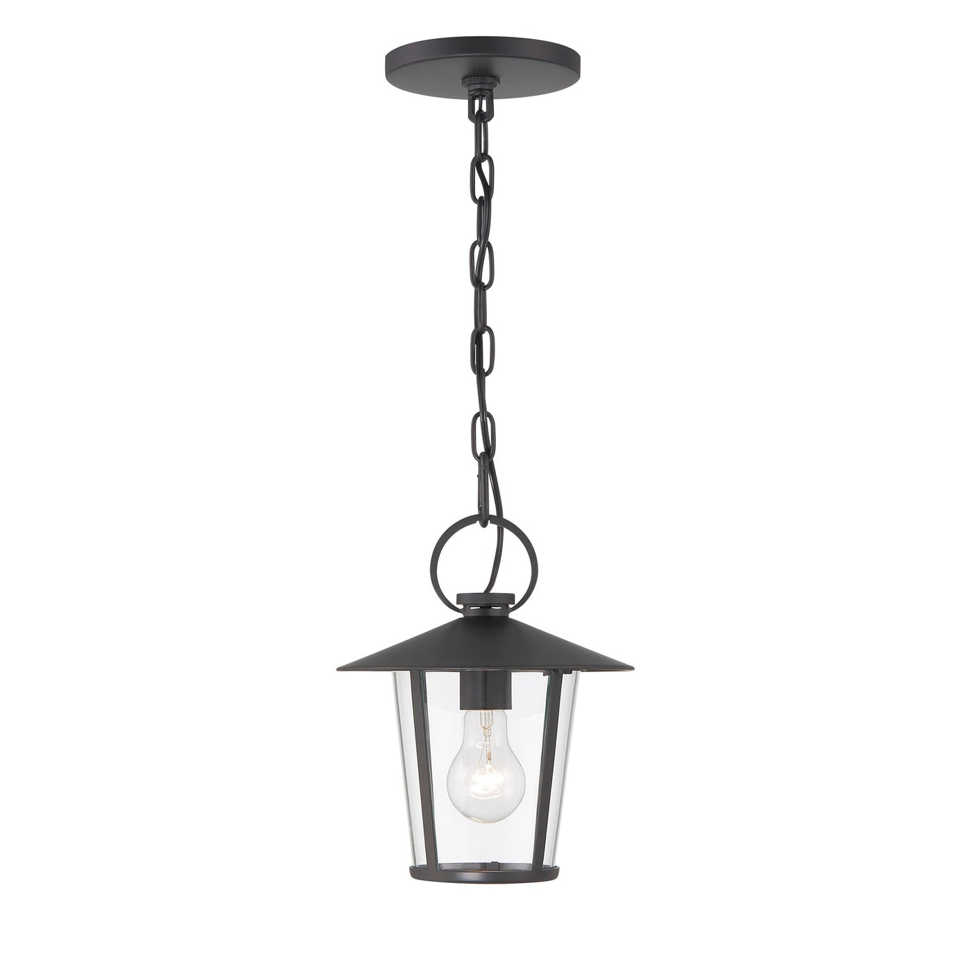 ##Antique Hardware## Andover 1 Light Matte Black Outdoor Pendant
