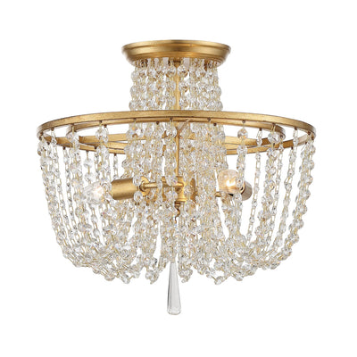 ##Antique Hardware## Arcadia 3 Light Antique Gold Semi Flush Mount