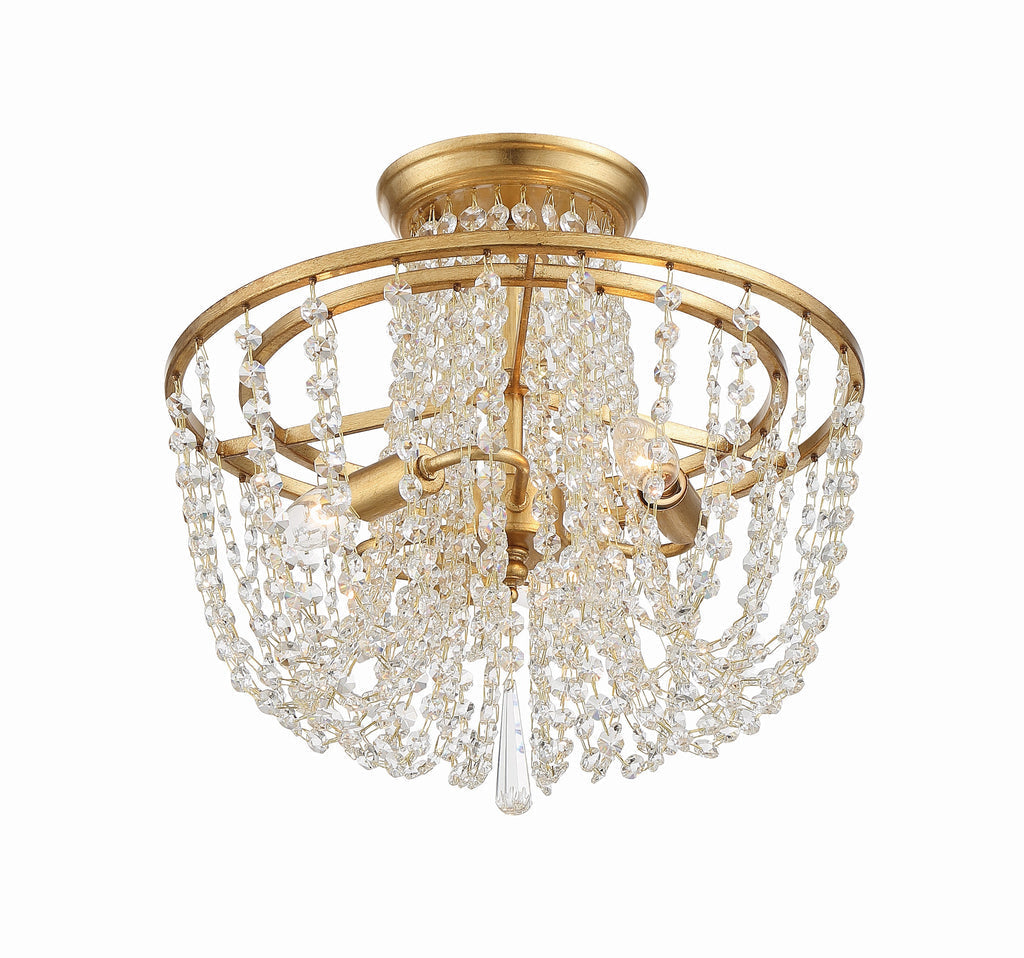 ##Antique Hardware## Arcadia 3 Light Antique Gold Semi Flush Mount