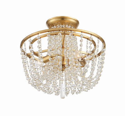 ##Antique Hardware## Arcadia 3 Light Antique Gold Semi Flush Mount