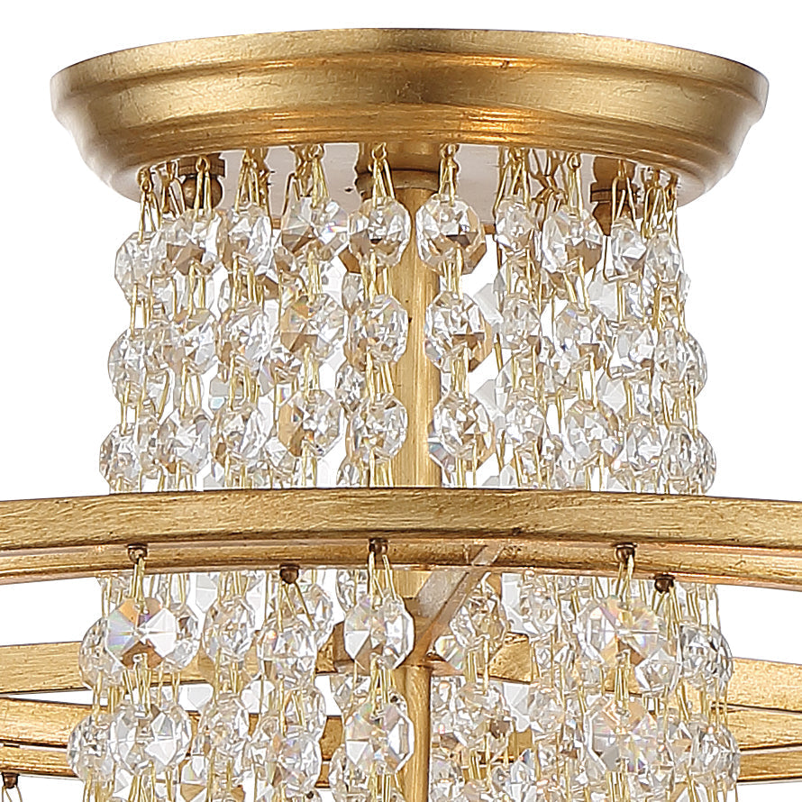 ##Antique Hardware## Arcadia 3 Light Antique Gold Semi Flush Mount