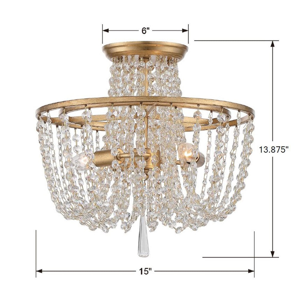 ##Antique Hardware## Arcadia 3 Light Antique Gold Semi Flush Mount