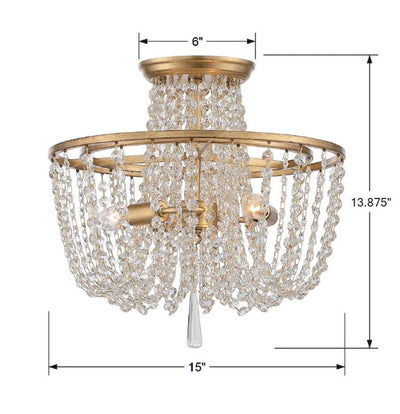 ##Antique Hardware## Arcadia 3 Light Antique Gold Semi Flush Mount