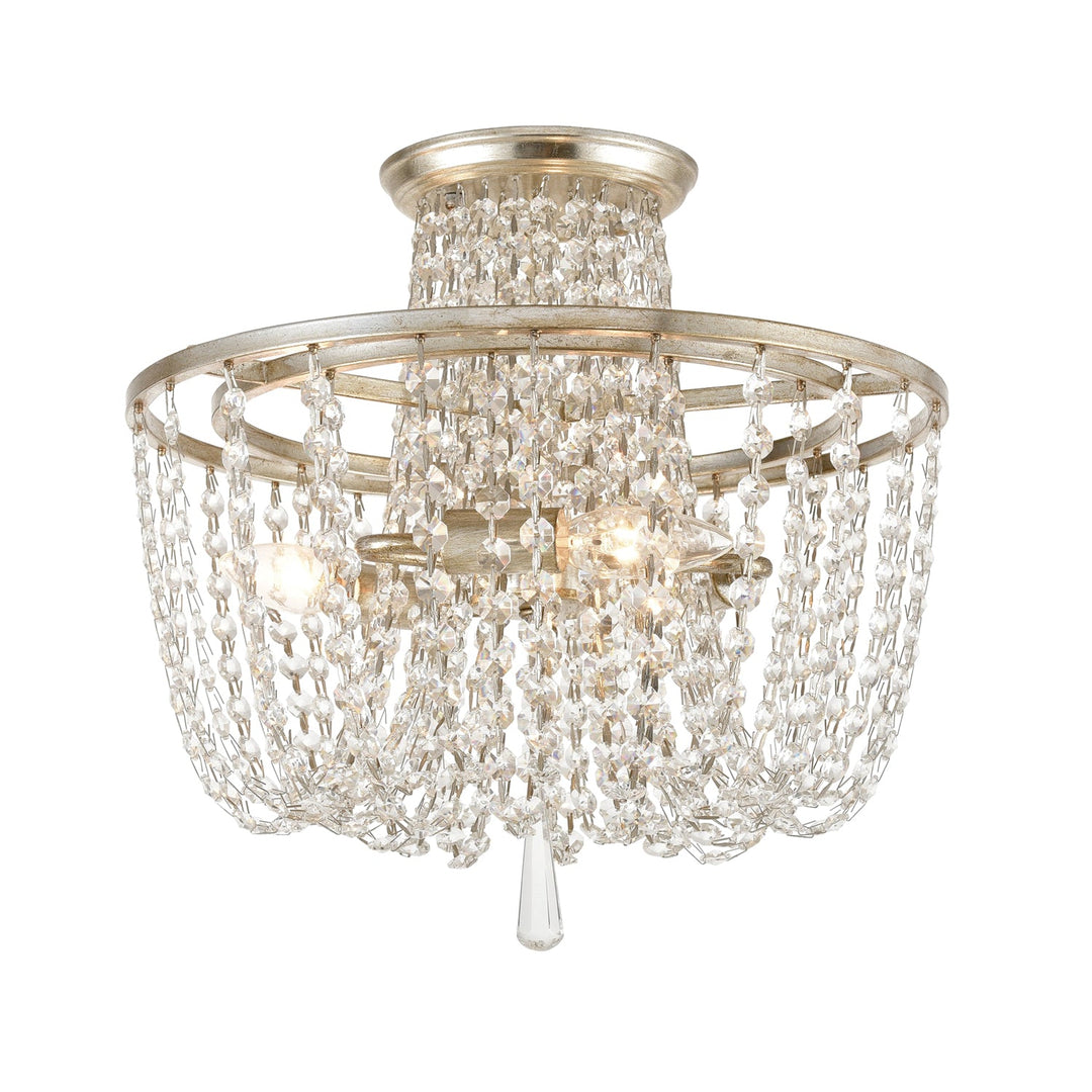 ##Antique Hardware## Arcadia 3 Light Antique Silver Semi Flush Mount