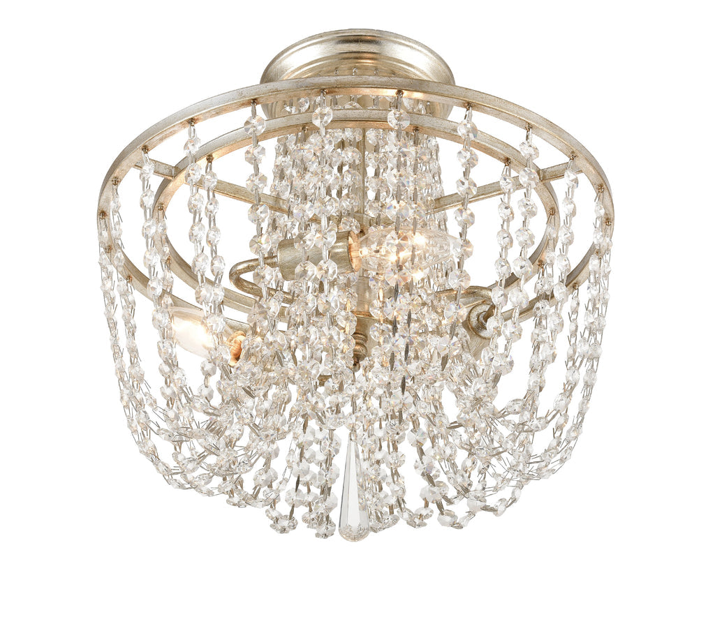 ##Antique Hardware## Arcadia 3 Light Antique Silver Semi Flush Mount