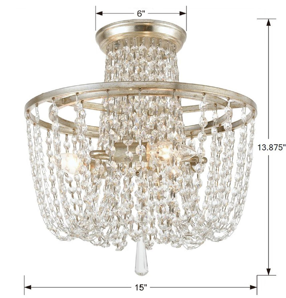 ##Antique Hardware## Arcadia 3 Light Antique Silver Semi Flush Mount
