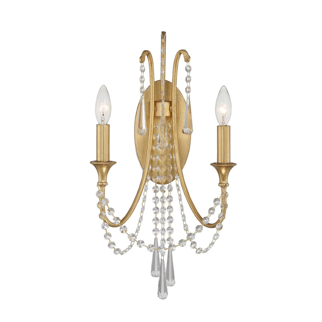 ##Antique Hardware## Arcadia 2 Light Antique Gold Sconce