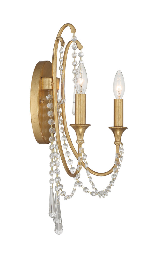 ##Antique Hardware## Arcadia 2 Light Antique Gold Sconce