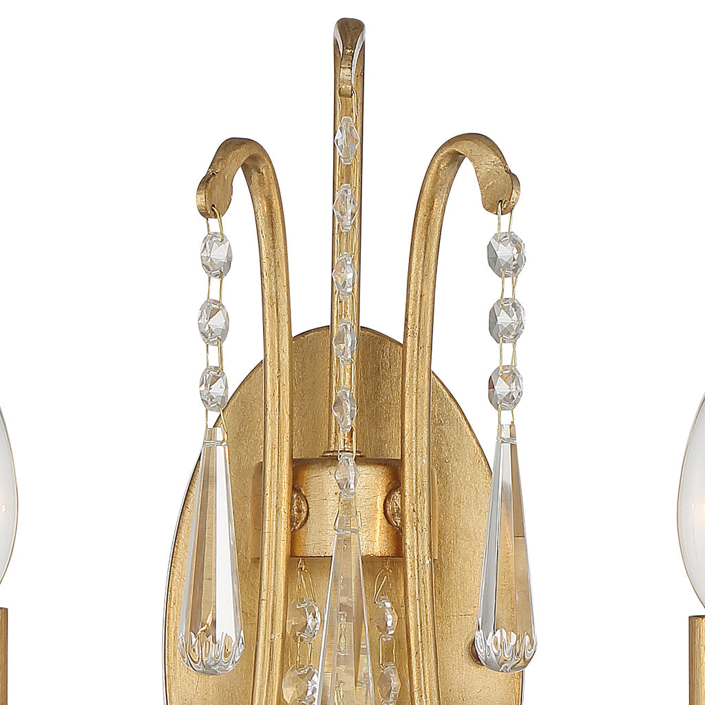 ##Antique Hardware## Arcadia 2 Light Antique Gold Sconce
