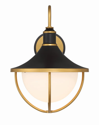 ##Antique Hardware## Atlas 1 Light Matte Black + Textured Gold Outdoor Sconce