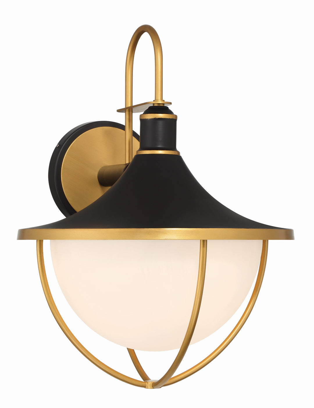 ##Antique Hardware## Atlas 3 Light Matte Black + Textured Gold Outdoor Sconce