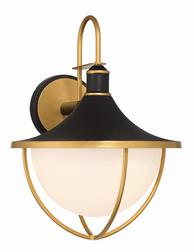 ##Antique Hardware## Atlas 3 Light Matte Black + Textured Gold Outdoor Sconce