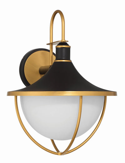 ##Antique Hardware## Atlas 3 Light Matte Black + Textured Gold Outdoor Sconce