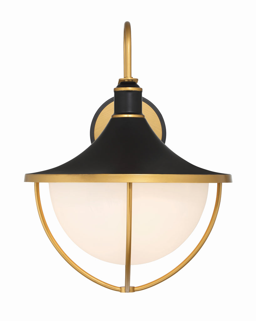##Antique Hardware## Atlas 3 Light Matte Black + Textured Gold Outdoor Sconce