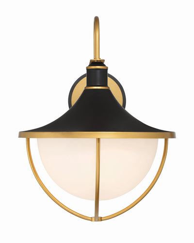 ##Antique Hardware## Atlas 3 Light Matte Black + Textured Gold Outdoor Sconce