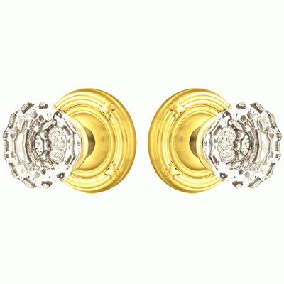 ##Antique Hardware## Emtek Crystal Astoria Door Knob Set With Ribbon & Reed Rosette (Several Finish Options)