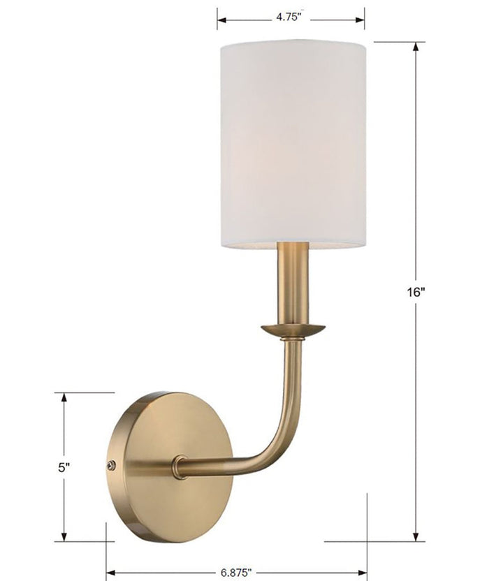 ##Antique Hardware## Bailey 1 Light Aged Brass Sconce