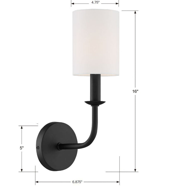##Antique Hardware## Bailey 1 Light Matte Black Sconce