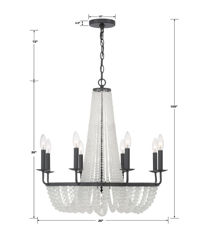 ##Antique Hardware## Bella 8 Light Matte Black Chandelier
