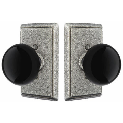 ##Antique Hardware## Solid Brass Black Madison Door Knob Set With Rectangular Rosette (Several Finish Options)